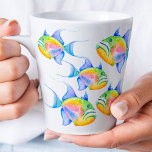 Queen Triggerfish Tropical Fish Watercolor Art Latte Mug<br><div class="desc">Add tropical style to your home with my latte mug in rainbow colours,  featuring a replica of my original hand painted watercolor queen triggerfish. Watercolor Artwork by Victoria Grigaliunas of Do Tell A Belle. To see more designs,  visit www.zazzle.com/dotellabelle

Christmas gift ideas</div>