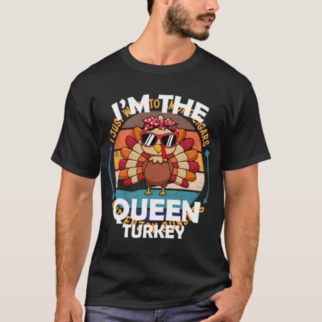 Queen Turkey Family Group Matching Thanksgiving Pa T-Shirt (Front)