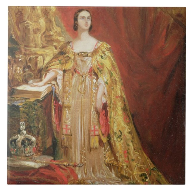Queen Victoria (1819-1901) Taking the Coronation O Tile (Front)