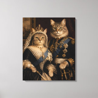 Queen Victoria and Prince Albert Cats Portrait Canvas Print