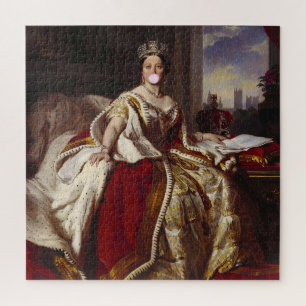 QUEEN VICTORIA BLOWING A PINK BUBBLE GUM JIGSAW PUZZLE