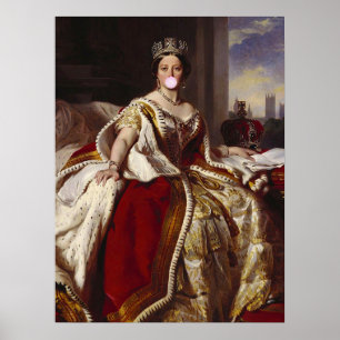 QUEEN VICTORIA BLOWING A PINK BUBBLE GUM POSTER