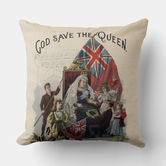 Queen Victoria "God save the Queen" Cushion (Front)
