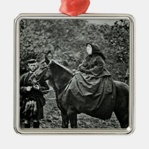 Queen Victoria  on horseback at Balmoral , 1863 Metal Tree Decoration