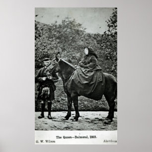 Queen Victoria  on horseback at Balmoral , 1863 Poster