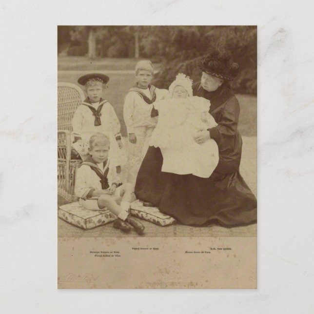 Queen Victoria with 'York' grandchildren ca. 1900 Postcard (Front)