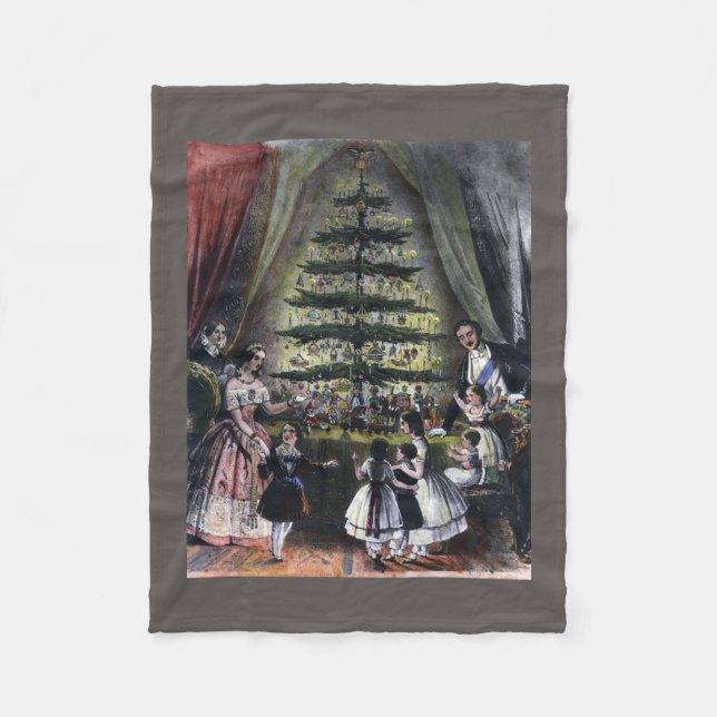 Queen Victoria's Christmas Tree Fleece Blanket (Front)