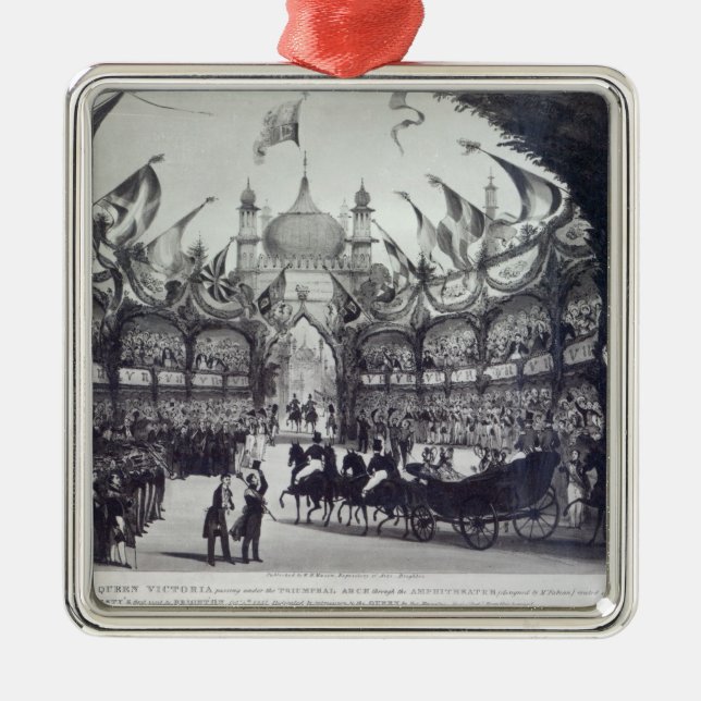 Queen Victoria's first visit to Brighton Metal Tree Decoration (Front)