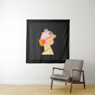 QUEEN WEARING A FACE MASK Pop Art Tapestry