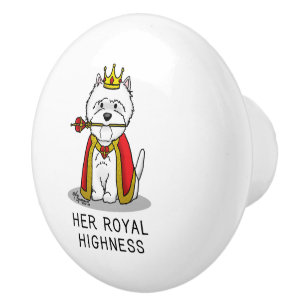 Queen Westie Dog West Highland White Terrier Ceramic Knob