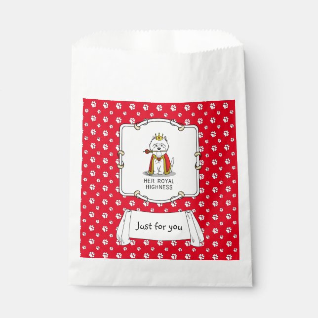 Queen Westie Dog West Highland White Terrier Favour Bags (Front)
