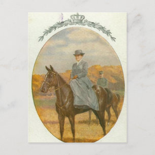 Queen Wilhelmina on horse sidesaddle #020SS Postcard