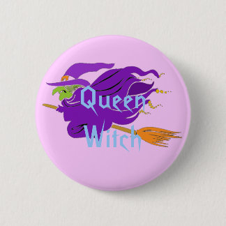 Queen Witch Classic Witch on a Broom Button