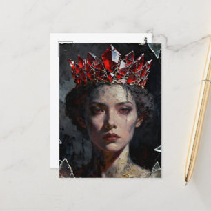 Queen With Broken Red Glass Crown Postcard