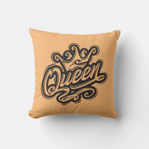 Queen With Crown, Typography Design Cushion
