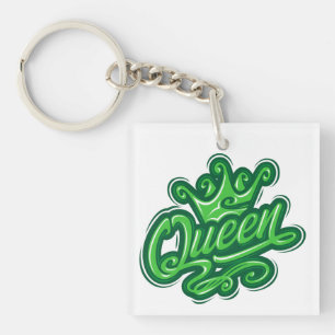 Queen With Crown, Typography Design Key Ring