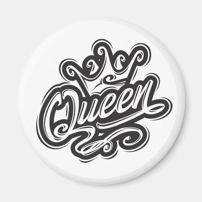 Queen With Crown, Typography Design Magnet (Front)