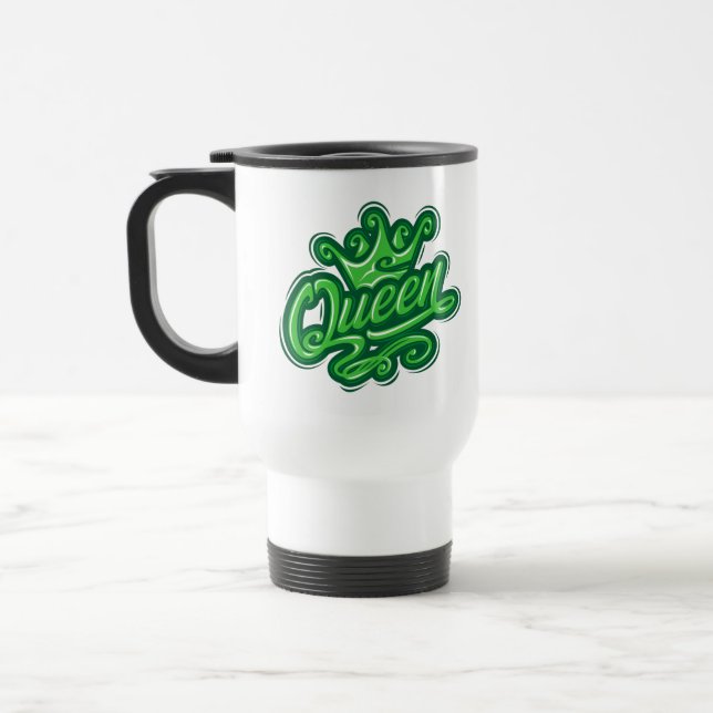 Queen With Crown, Typography Design Travel Mug (Left)