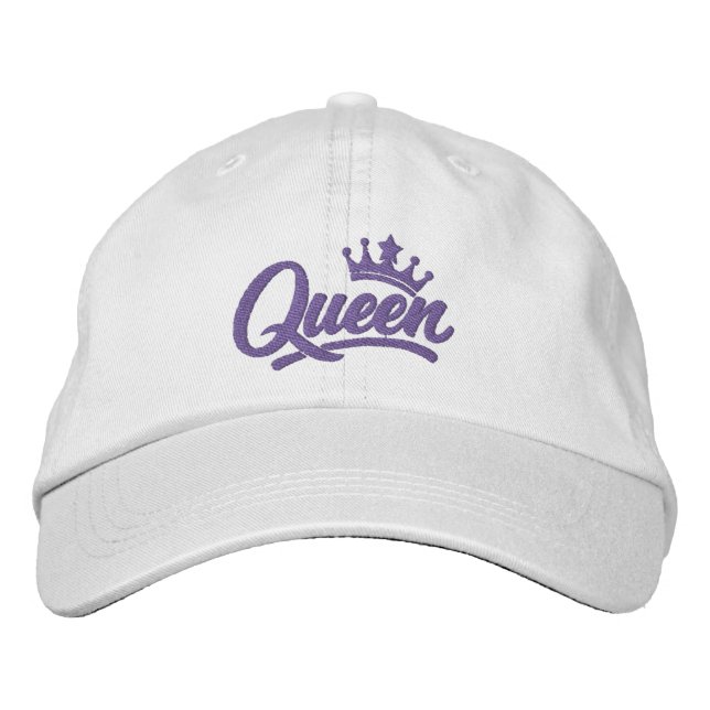 Queen With Crown Typography Embroidered Hat (Front)