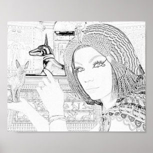 Queen with Pet Colouring Page  Poster