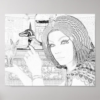 Queen with Pet Colouring Page Poster