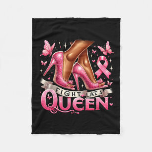 Queen Woman Fight Like A Queen Breast Cancer Aware Fleece Blanket