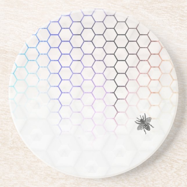 QueenBee in Colorfull Honeycomb Coaster (Front)