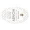 Queenline Honey jar label with bee and honeycomb