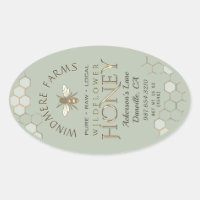 Queenline Honey Label 16/32oz Honeycomb Bee Sage