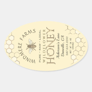 Queenline Honey Label 16/32oz Honeycomb Bee Yellow