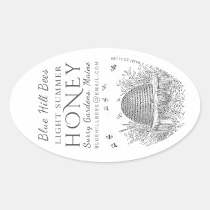 Queenline Jar Vintage Skep Backyard Hive Oval  Sticker