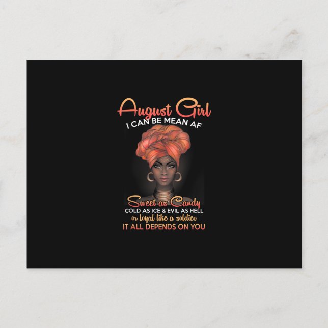 Queens Are Born In August Birthday Black Women Announcement Postcard (Front)