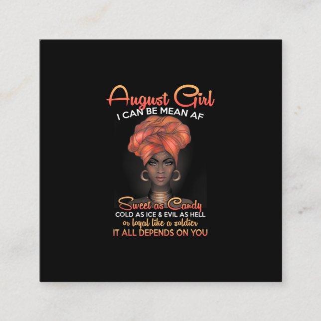 Queens Are Born In August Birthday Black Women Square Business Card (Front)