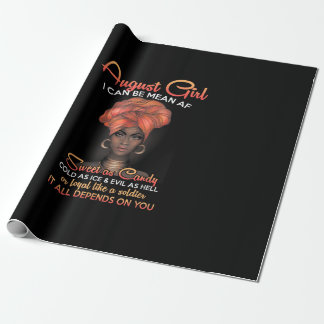 Queens Are Born In August Birthday Black Women Wrapping Paper