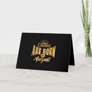 Queens Are Born In August Black Afro Woman Bday Card