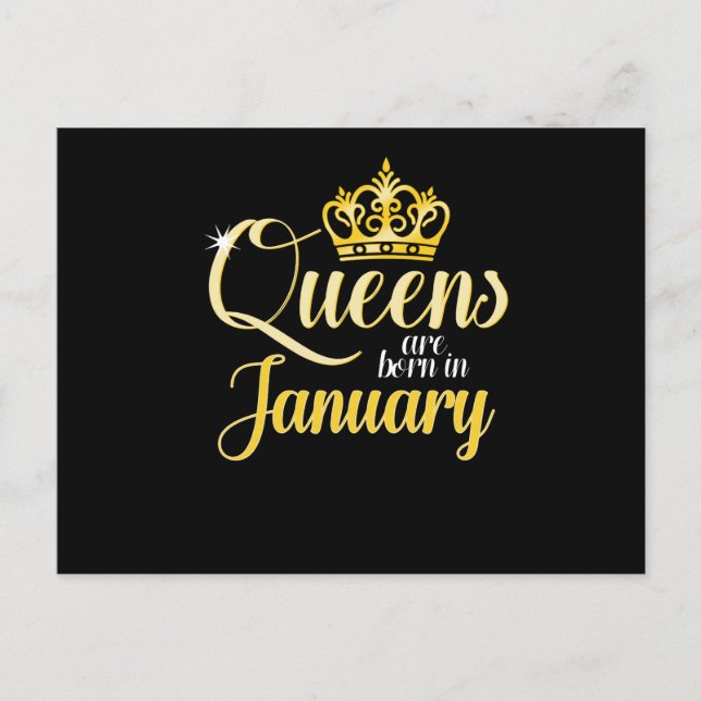 Queens are Born in January Women Girl Birthday Holiday Postcard (Front)