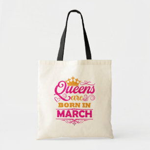 Queens Are Born In March Faux Glitter Birthday  Tote Bag