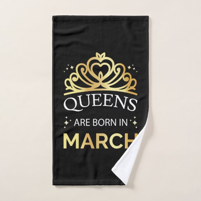 Queens Are Born In March I Bath Towel Set (Hand Towel)
