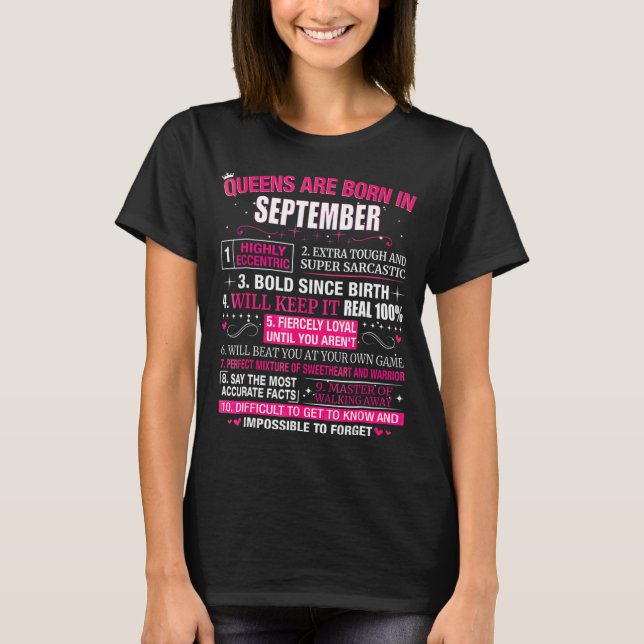 Queens are Born In September T-Shirt (Front)