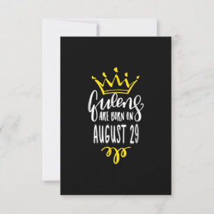 Queens Are Born On August 29 August Birthday Gift Invitation
