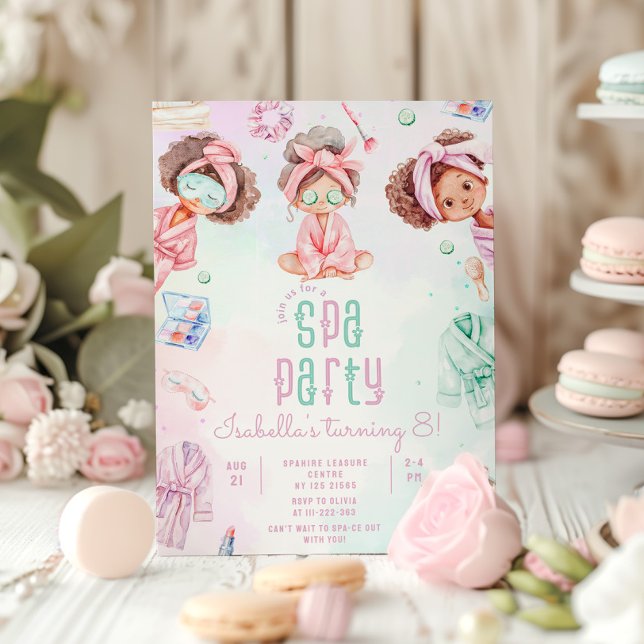 Queens Black girl Spa party Birthday Invitation (Creator Uploaded)