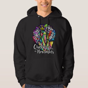 Queens Born November Scorpio Saggittarius Afro Wor Hoodie