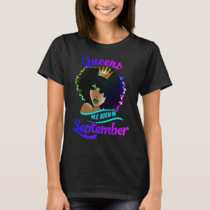 Queens Born September  Black Girl Virgo Libra Birt T-Shirt