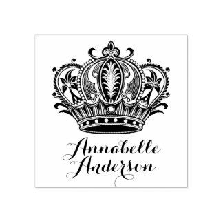 Queen's Crown Personalise Rubber Stamp