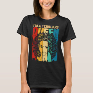 Queens  February Birthday Black Women Afro America T-Shirt