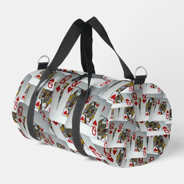 "Queen's Gambit: Scattered Pairs of Pocket Queens" Duffle Bag (Left Corner)
