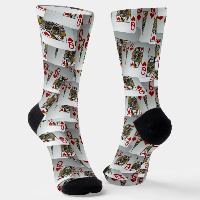 "Queen's Gambit: Scattered Pairs of Pocket Queens" Socks (Angled)