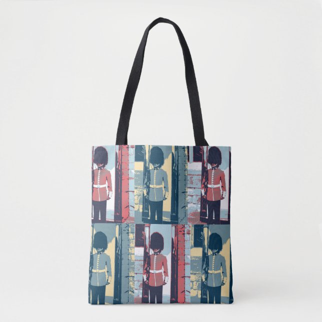 Queen's Guard, British Soldier, Pop Art Tote Bag (Front)