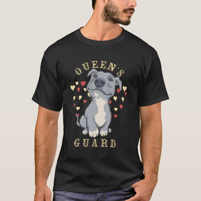 Queens Guard Pitbull Dog Gift T-Shirt (Front)
