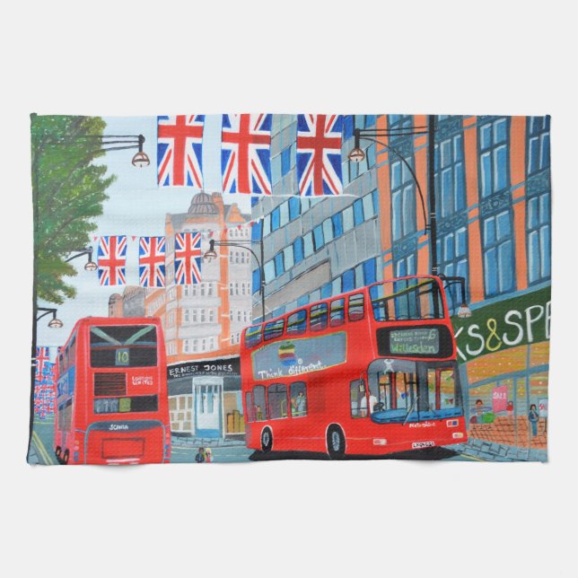 Queen's Jubilee London kitchen towel   (Horizontal)